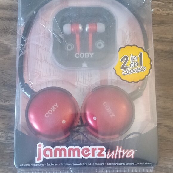 Coby Jammerz Ultra 2 in 1 DJ Stereo Headphones + Earphones for iPod, MP3 NEW - Picture 3 of 4